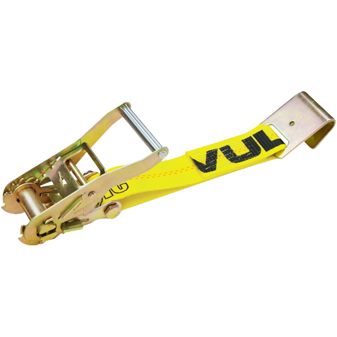 VULCAN Ratchet Strap with Flat Hooks - 2 Inch x 30 Foot - Classic Yellow - 3,300 Pound Safe Working Load