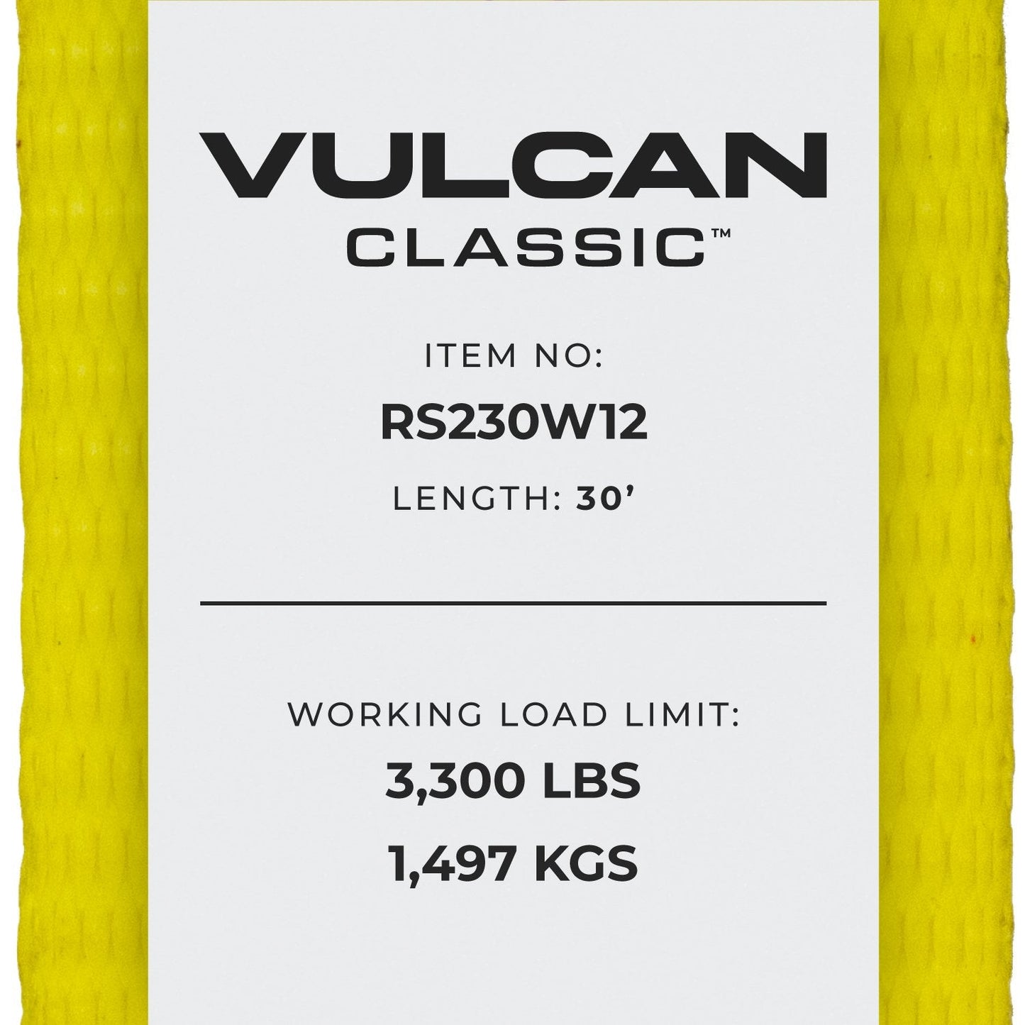 VULCAN Ratchet Strap with Wire Hooks - 2 Inch x 30 Foot - Classic Yellow - 3,300 Pound Safe Working Load