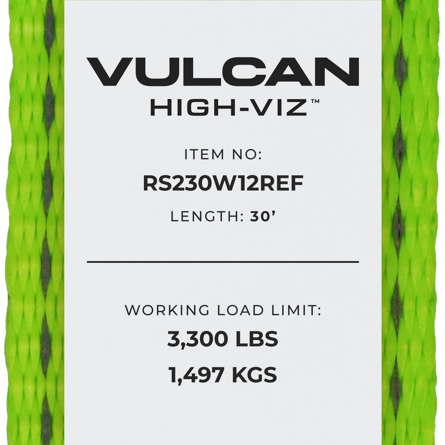 VULCAN Ratchet Strap with Wire Hooks 2 Inch x 30 Foot - 2 Pack - High Viz - 3,300 Pound Safe Working Load