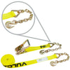 VULCAN Ratchet Strap with Chain Anchors - 2 Inch x 40 Foot - Classic Yellow - 3,600 Pound Safe Working Load