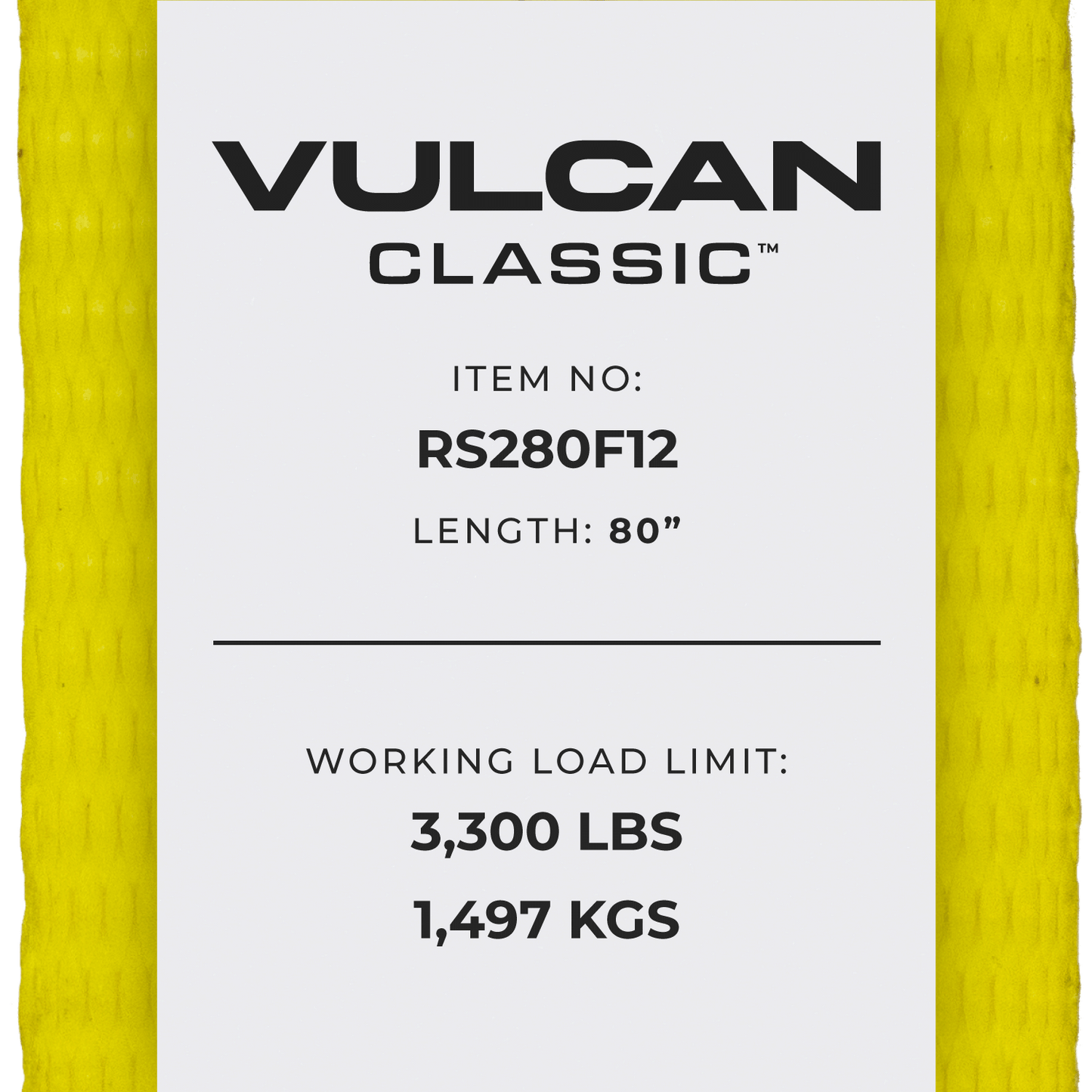 VULCAN Ratchet Strap with Flat Hooks - 2 Inch x 80 Foot - Classic Yellow - 3,300 Pound Safe Working Load