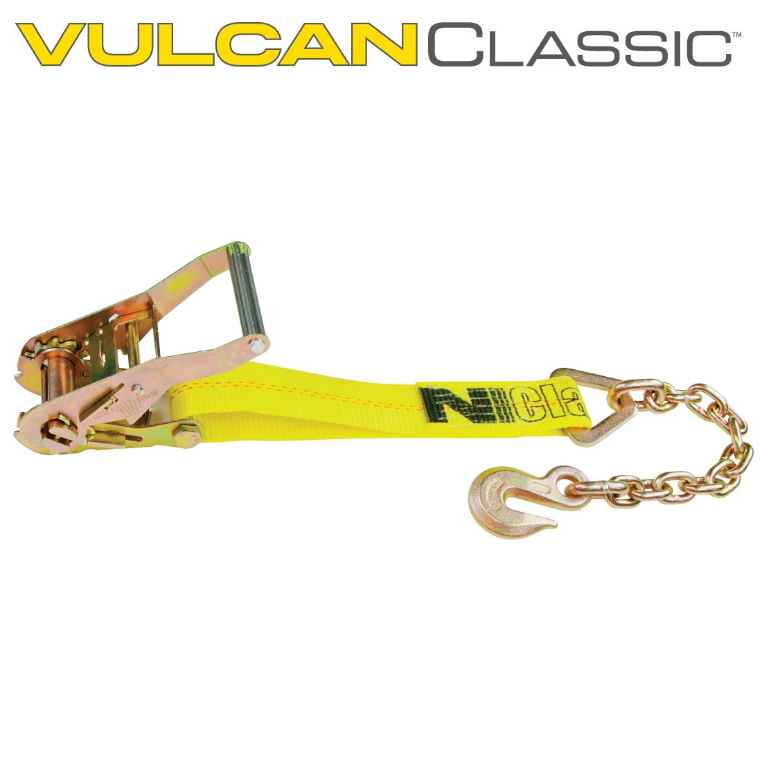 VULCAN Ratchet Short End with Chain Anchor - Classic Series - 3,600 Pound Safe Working Load - 4 Pack