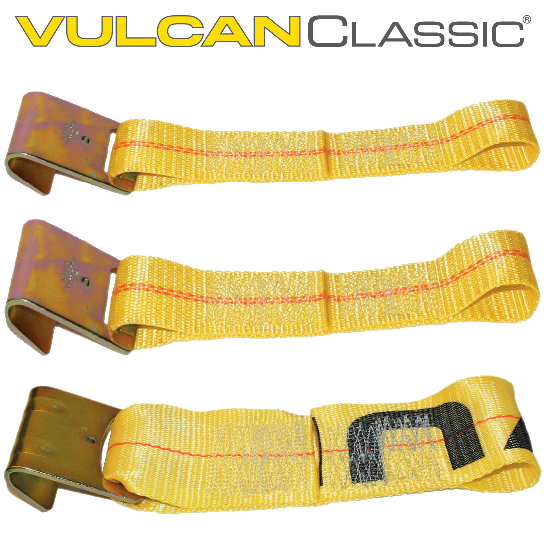 VULCAN Short End Replacement Strap with Flat Hook - 2 Inch - Safe Working Load 3,300 Lbs.