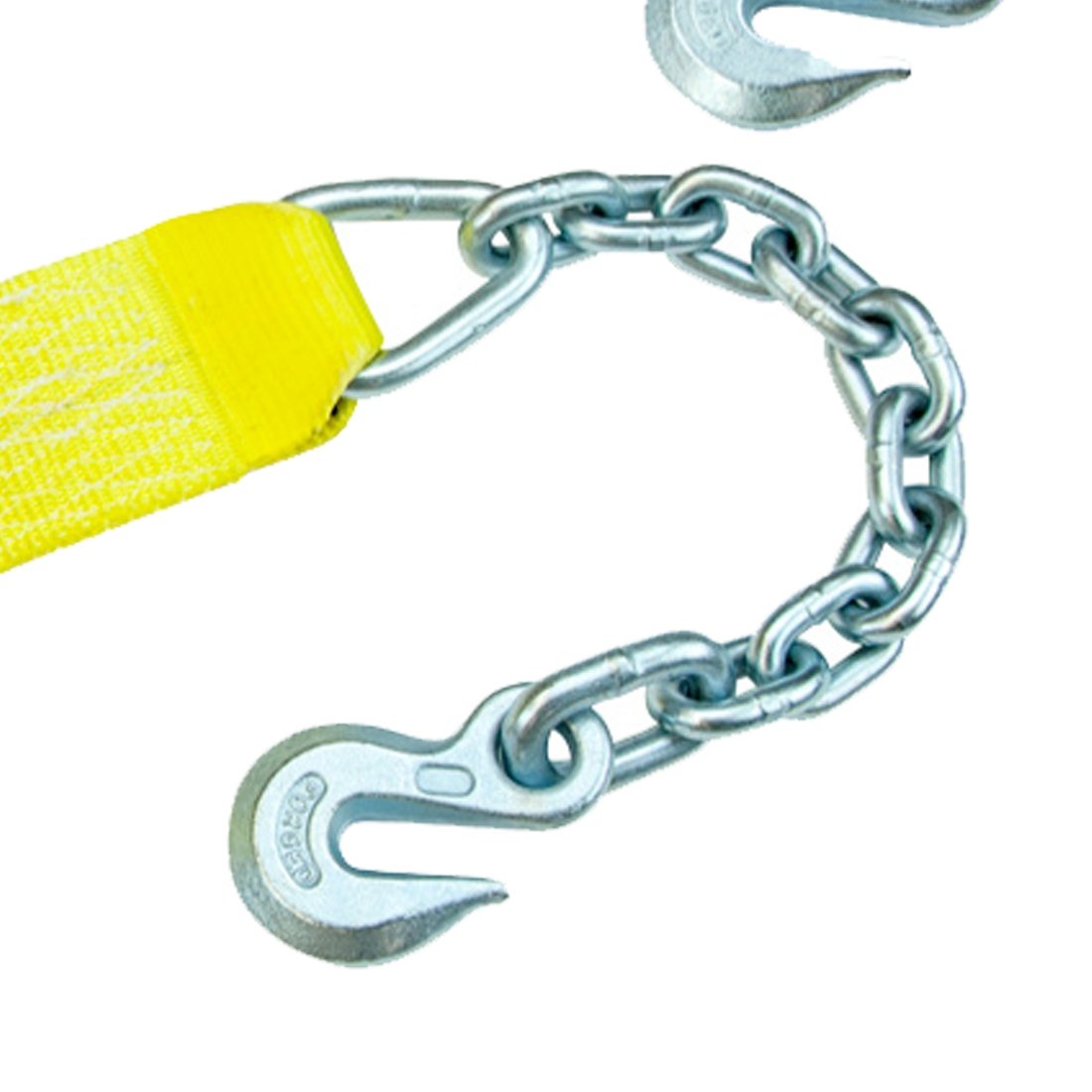 VULCAN Ratchet Strap with Chain Anchors - 3 Inch x 30 Foot - Classic Yellow - 5,000 Pound Safe Working Load