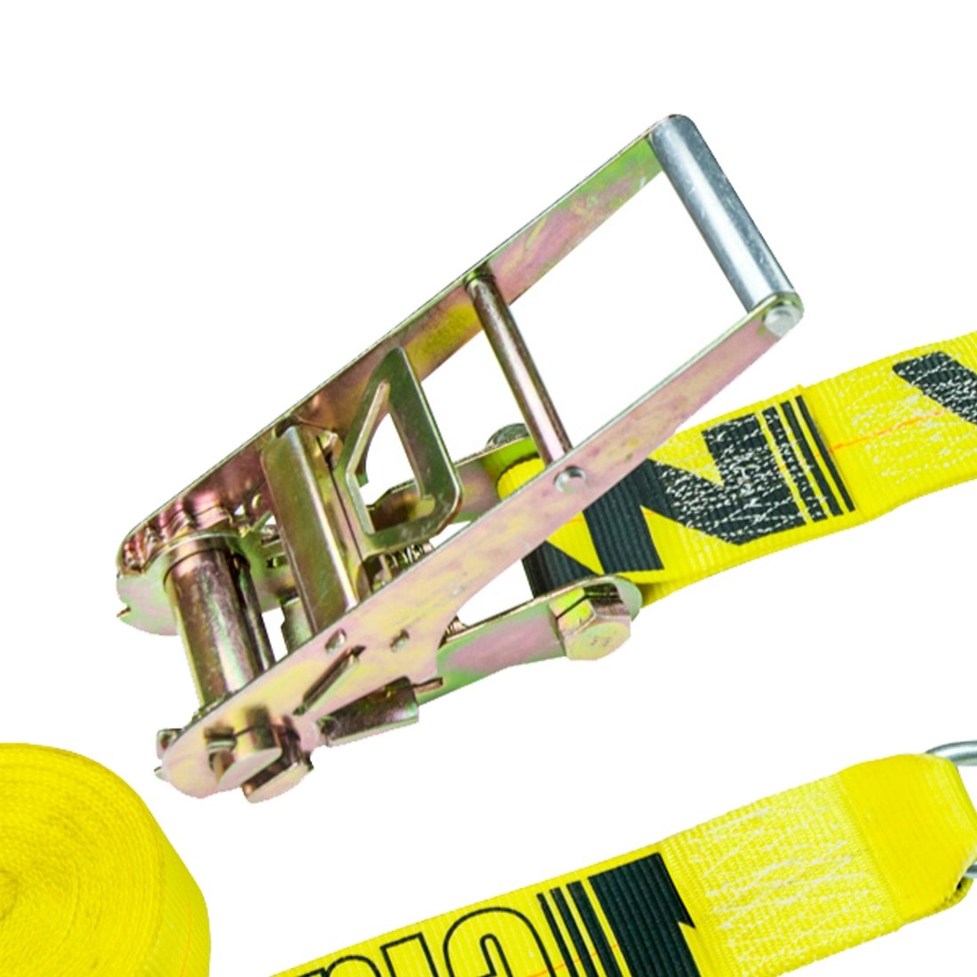 VULCAN Ratchet Strap with Wire Hooks - 3 Inch - Classic Yellow - 5,000 Pound Safe Working Load