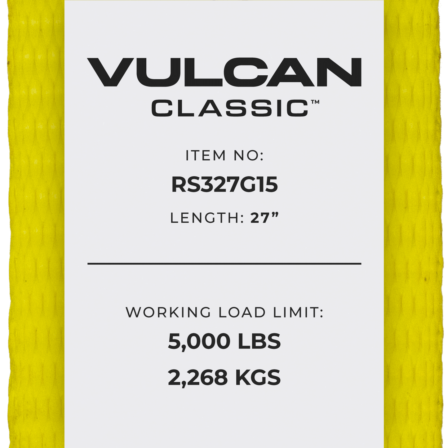 VULCAN Ratchet Strap with Grab Hooks - 3 Inch x 27 Foot - Classic Yellow - 5,000 Pound Safe Working Load