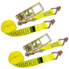 VULCAN Ratchet Strap with Wire Hooks - 3 Inch - Classic Yellow - 5,000 Pound Safe Working Load