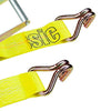 VULCAN Ratchet Strap with Wire Hooks - 3 Inch x 27 Foot - 2 Pack - Classic Yellow - 5,000 Pound Safe Working Load