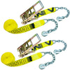 VULCAN Ratchet Strap with Chain Anchors - 3 Inch x 30 Foot - 2 Pack - Classic Yellow - 5,000 Pound Safe Working Load