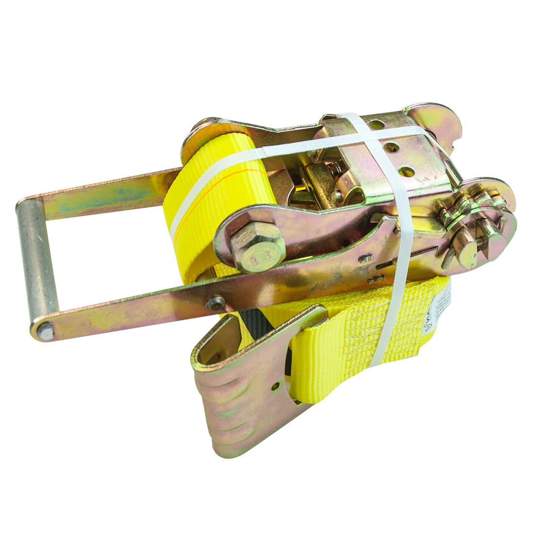 VULCAN Ratchet Strap with Flat Hooks - 3 Inch x 27 Foot - Classic Yellow - 5,000 Pound Safe Working Load