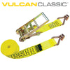 VULCAN Ratchet Strap with Wire Hooks - 3 Inch x 30 Foot - Classic Yellow - 5,000 Pound Safe Working Load