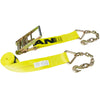 VULCAN Ratchet Strap with Chain Anchors - 4 Inch x 30 Foot - Classic Yellow - 5,400 Pound Safe Working Load