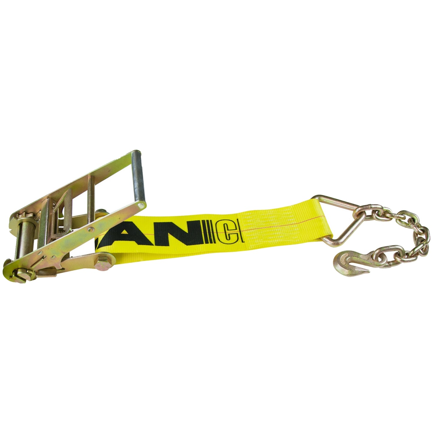 Scratch And Dent VULCAN Ratchet Strap with Chain Anchors - 4 Inch x 30 Foot - Classic Yellow - 5,400 Pound Safe Working Load