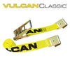 Scratch And Dent VULCAN Ratchet Strap with Flat Hooks - 4 Inch x 27 Foot - Classic Yellow - 5,400 Pound Safe Working Load