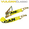 VULCAN Ratchet Strap with Grab Hooks - 4 Inch x 27 Foot - Classic Yellow - 5,400 Pound Safe Working Load