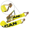 VULCAN Ratchet Strap with Wire Hooks - 4 Inch x 27 Foot - Classic Yellow - 5,400 Pound Safe Working Load