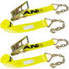 VULCAN Ratchet Strap with Chain Anchors - 4 Inch x 30 Foot - Classic Yellow - 5,400 Pound Safe Working Load