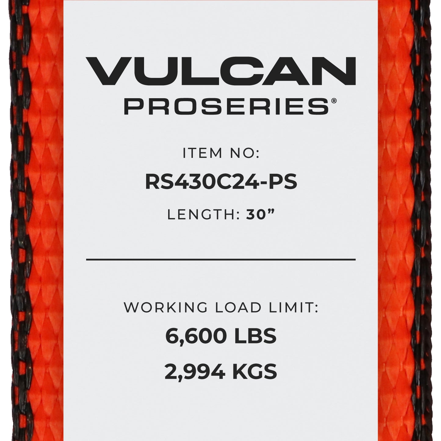 VULCAN Ratchet Strap with Chain Anchors - 4 Inch x 30 Foot - 2 Pack - PROSeries - 6,600 Pound Safe Working Load