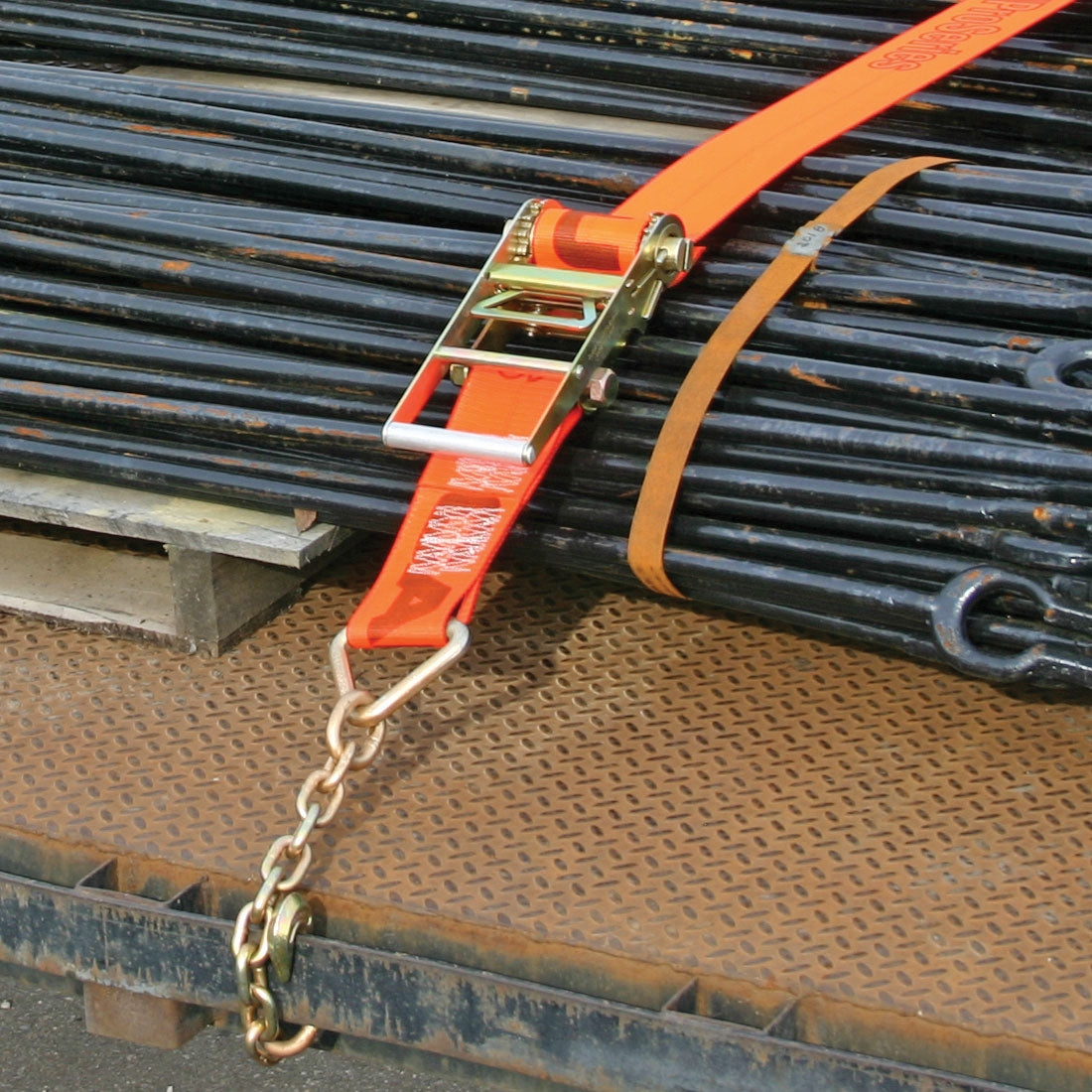 VULCAN Ratchet Strap with Chain Anchors - 4 Inch x 30 Foot - 2 Pack - PROSeries - 6,600 Pound Safe Working Load