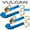 VULCAN Ratchet Strap with Chain Anchors - 4 Inch x 30 Foot - 2 Pack - 6,600 Pound Safe Working Load