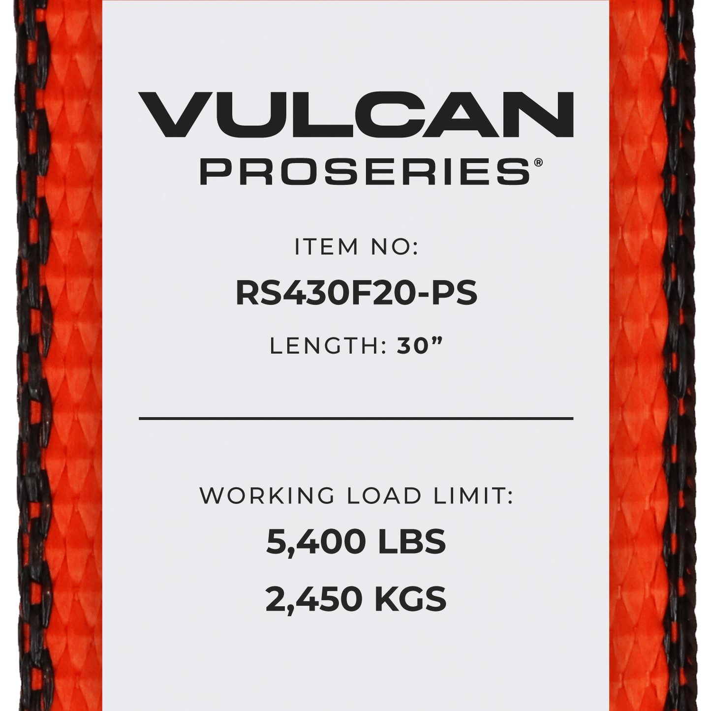 VULCAN Ratchet Strap with Flat Hooks - 4 Inch x 30 Foot - PROSeries - 5,400 Pound Safe Working Load