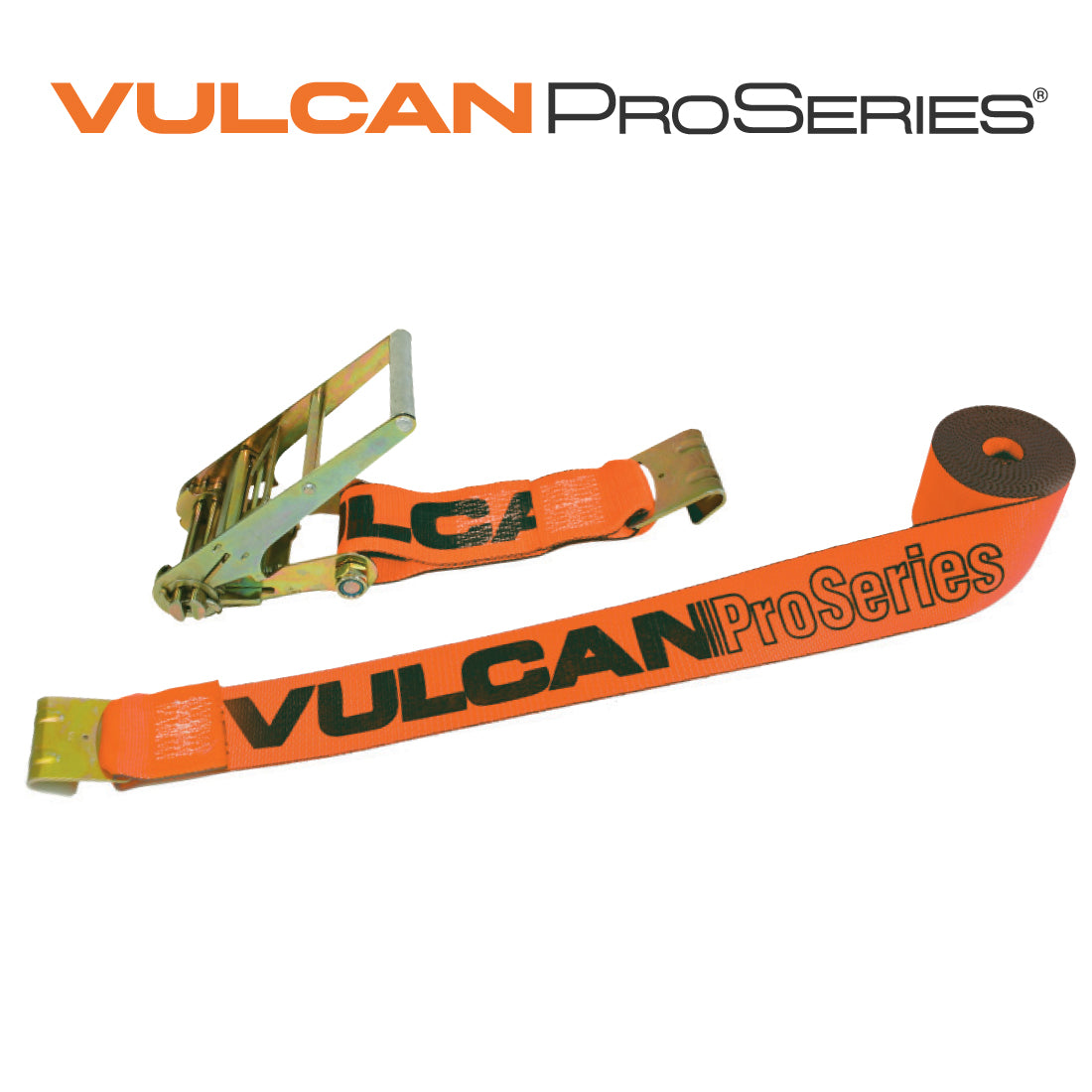 VULCAN Ratchet Strap with Flat Hooks - 4 Inch x 30 Foot - PROSeries - 5,400 Pound Safe Working Load