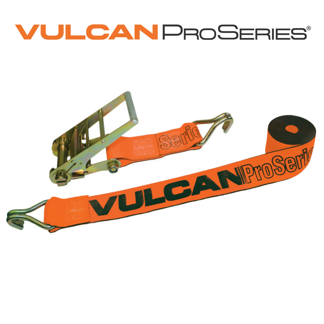 VULCAN Ratchet Strap with Wire Hooks - 4 Inch x 30 Foot - PROSeries - 5,400 Pound Safe Working Load