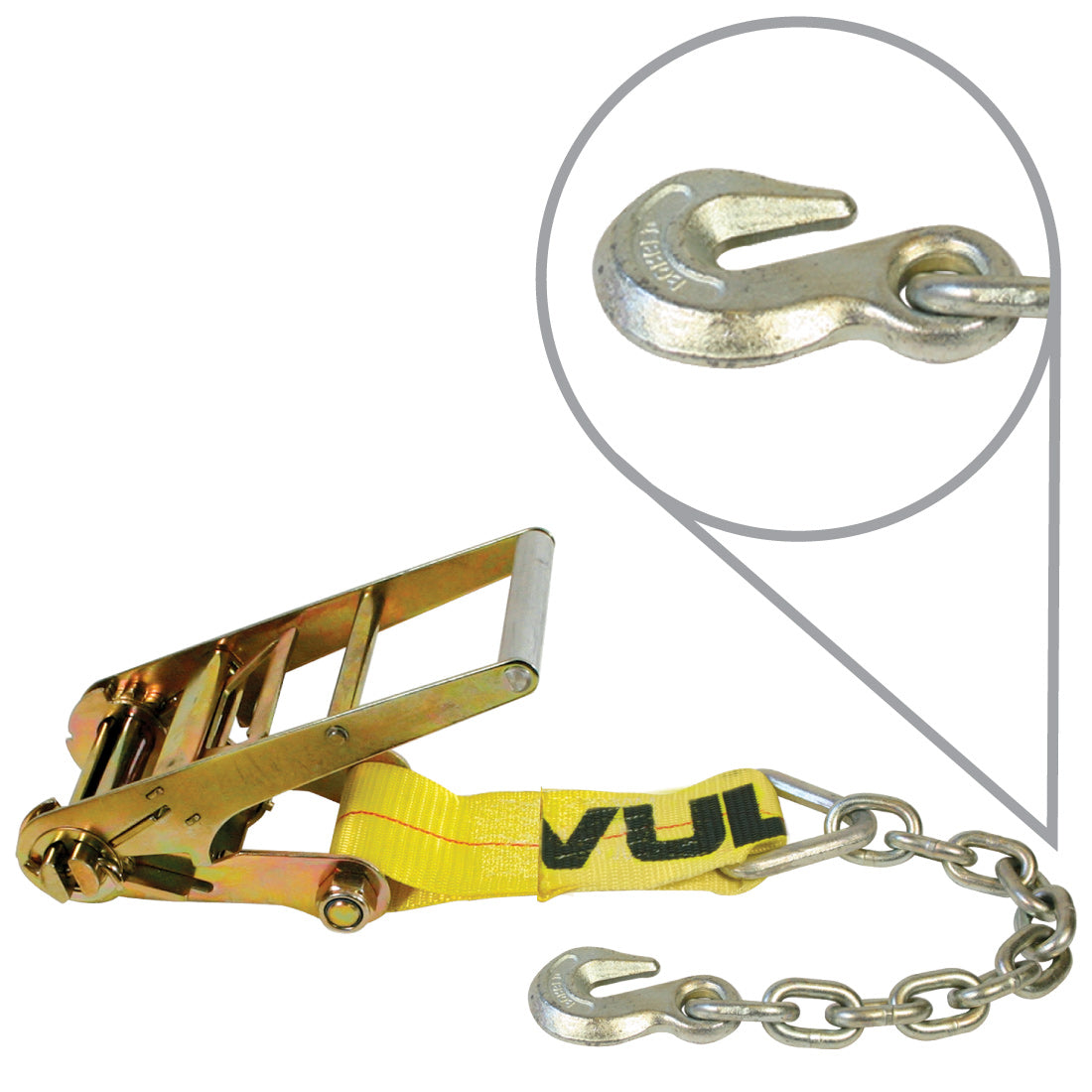 VULCAN Ratchet Strap Short End with Chain Anchor - 4 Inch