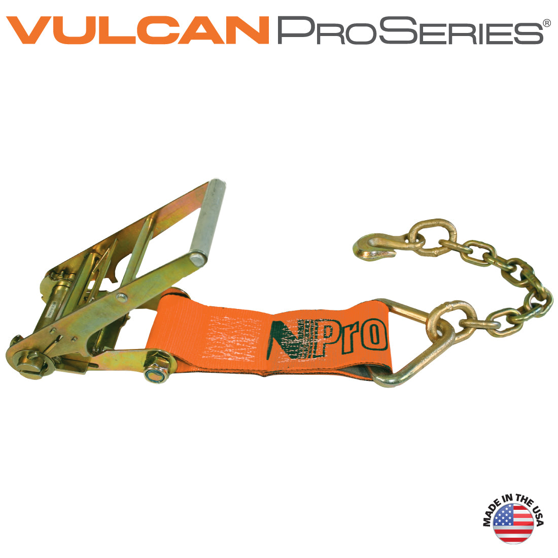 VULCAN Ratchet Strap Short End with Chain Anchor - 4 Inch - PROSeries