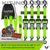 VULCAN Ratchet Strap Tie Down Kit - 1.6" x 8' - 3X Stronger Than 1" Tie Downs - Ratchets With Rubber Handles, (4) 8' Straps With Latching S-Hooks, (4) Soft Loop Tie-Down Extensions