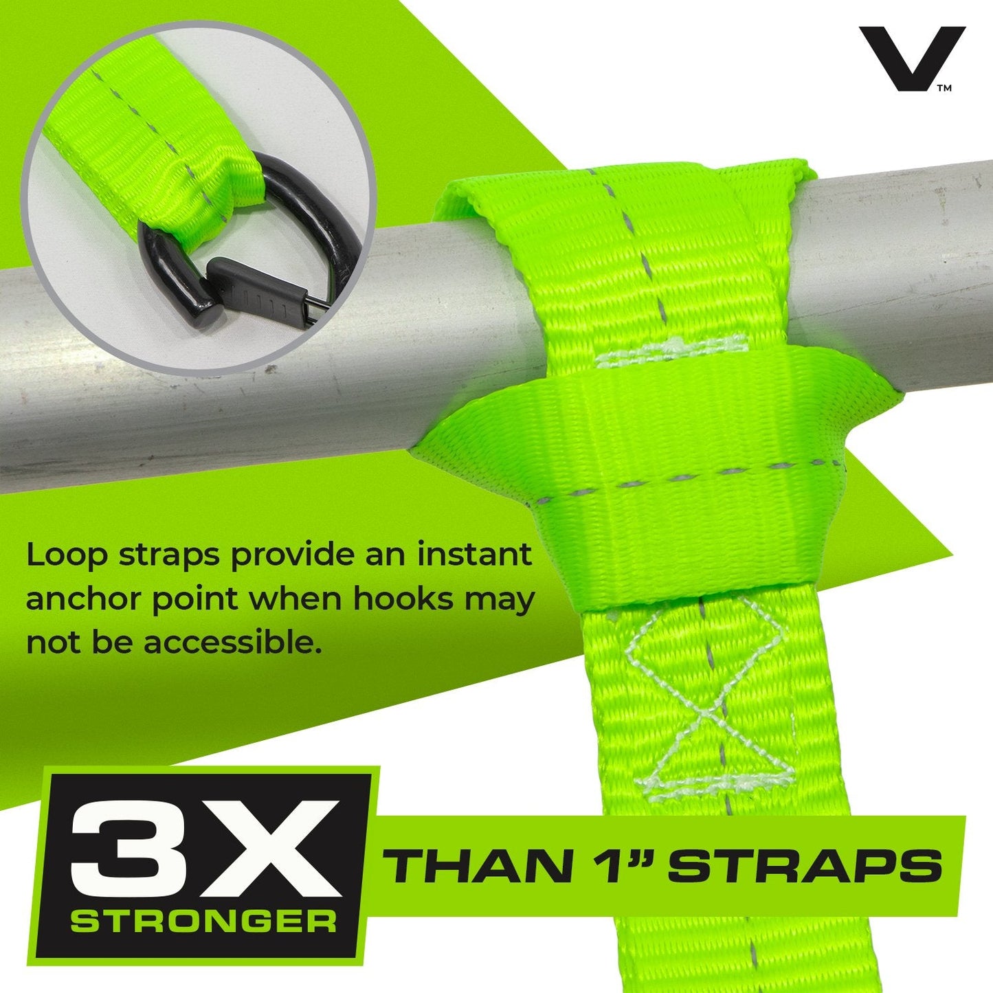 VULCAN Ratchet Strap Tie Down Kit - 1.6" x 8' - 3X Stronger Than 1" Tie Downs - Ratchets With Rubber Handles, (4) 8' Straps With Latching S-Hooks, (4) Soft Loop Tie-Down Extensions