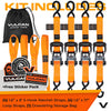 VULCAN Ratchet Strap Tie Down Kit - 1.6" x 8' - 3X Stronger Than 1" Tie Downs - Ratchets With Rubber Handles, (4) 8' Straps With Latching S-Hooks, (4) Soft Loop Tie-Down Extensions