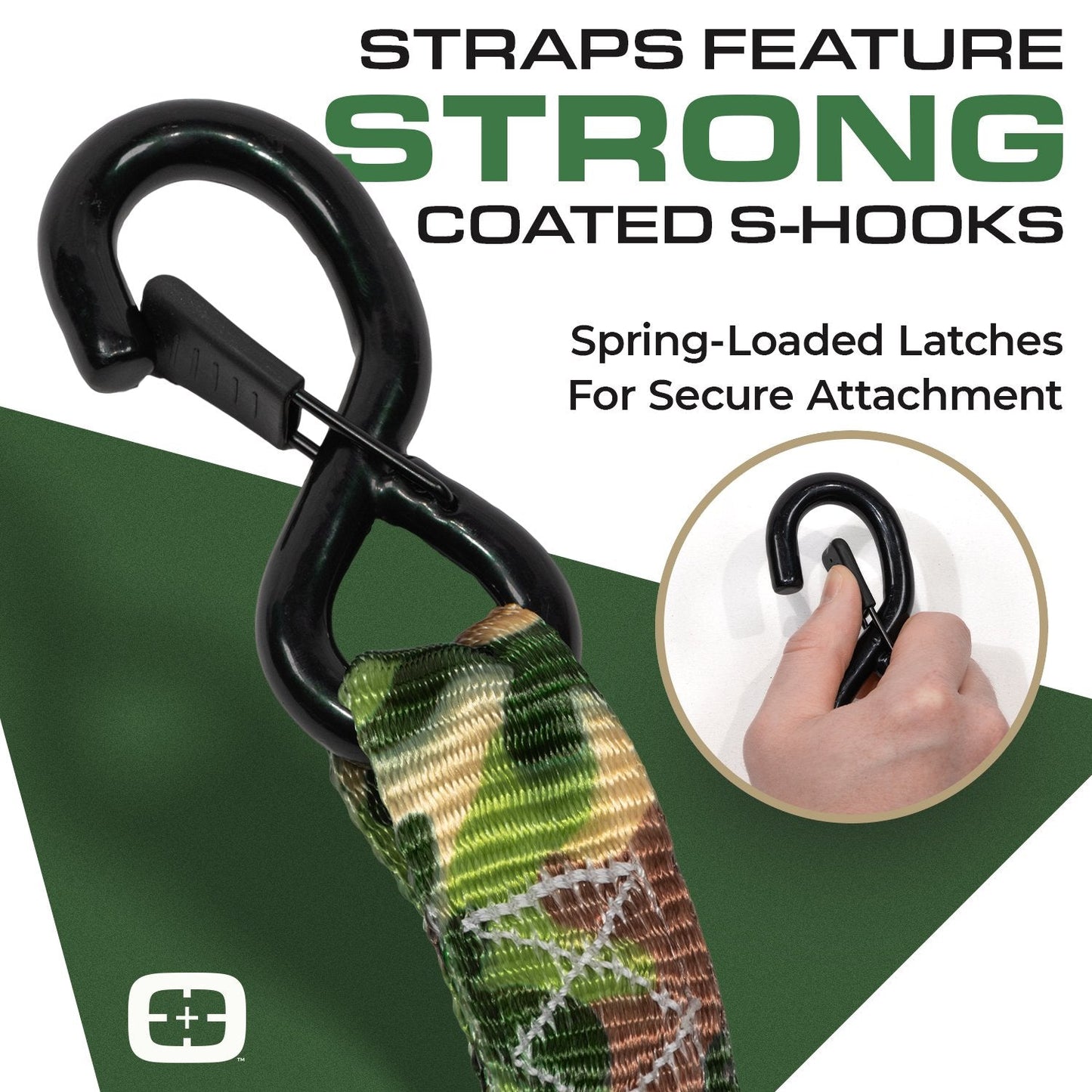 VULCAN Ratchet Strap Tie Down Kit - 1.6" x 8' - 3X Stronger Than 1" Tie Downs - Ratchets With Rubber Handles, (2) 8' Straps With Latching S-Hooks, (2) Soft Loop Tie-Down Extensions