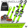 VULCAN Ratchet Strap Tie Down Kit - 1.6" x 8' - 3X Stronger Than 1" Tie Downs - Ratchets With Rubber Handles, (2) 8' Straps With Latching S-Hooks, (2) Soft Loop Tie-Down Extensions