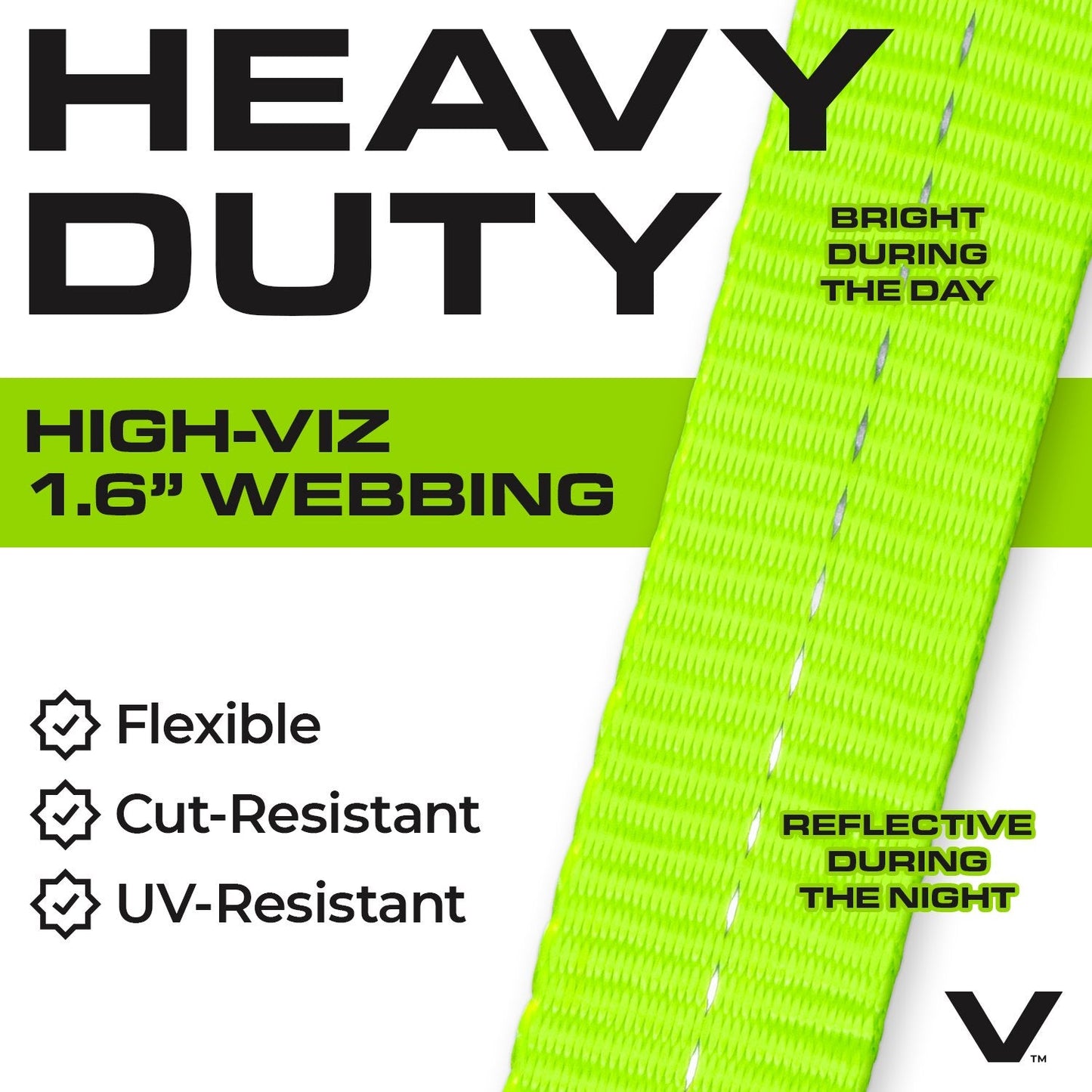 VULCAN Ratchet Strap Tie Down Kit - 1.6" x 8' - 3X Stronger Than 1" Tie Downs - Ratchets With Rubber Handles, (2) 8' Straps With Latching S-Hooks, (2) Soft Loop Tie-Down Extensions