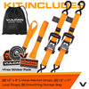 VULCAN Ratchet Strap Tie Down Kit - 1.6" x 8' - 3X Stronger Than 1" Tie Downs - Ratchets With Rubber Handles, (2) 8' Straps With Latching S-Hooks, (2) Soft Loop Tie-Down Extensions