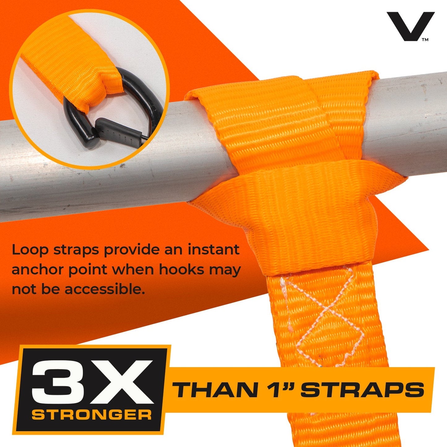 VULCAN Ratchet Strap Tie Down Kit - 1.6" x 8' - 3X Stronger Than 1" Tie Downs - Ratchets With Rubber Handles, (2) 8' Straps With Latching S-Hooks, (2) Soft Loop Tie-Down Extensions
