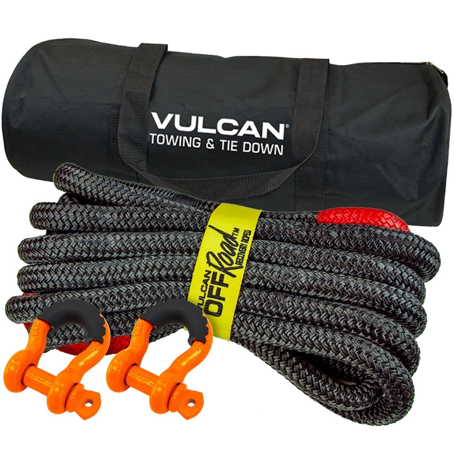 VULCAN Off-Road Double Braided Recovery Rope Kit with 7/8 Inch x 30 Fo ...