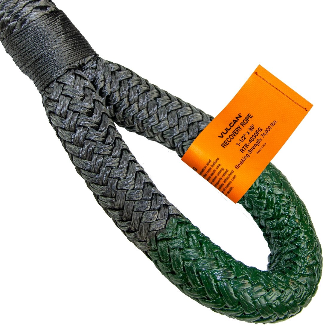 Vulcan Rope VULCAN Off-Road Recovery Rope - 1-1/2 Inch x 30 Foot - Green Eyes ...