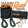 VULCAN Off-Road Double Braided Recovery Rope Kit with 1-1/2 Inch x 30 Foot Rope - Two Shackles and Vented Storage Bag - 74,000 Pound Breaking Strength - Green - Black