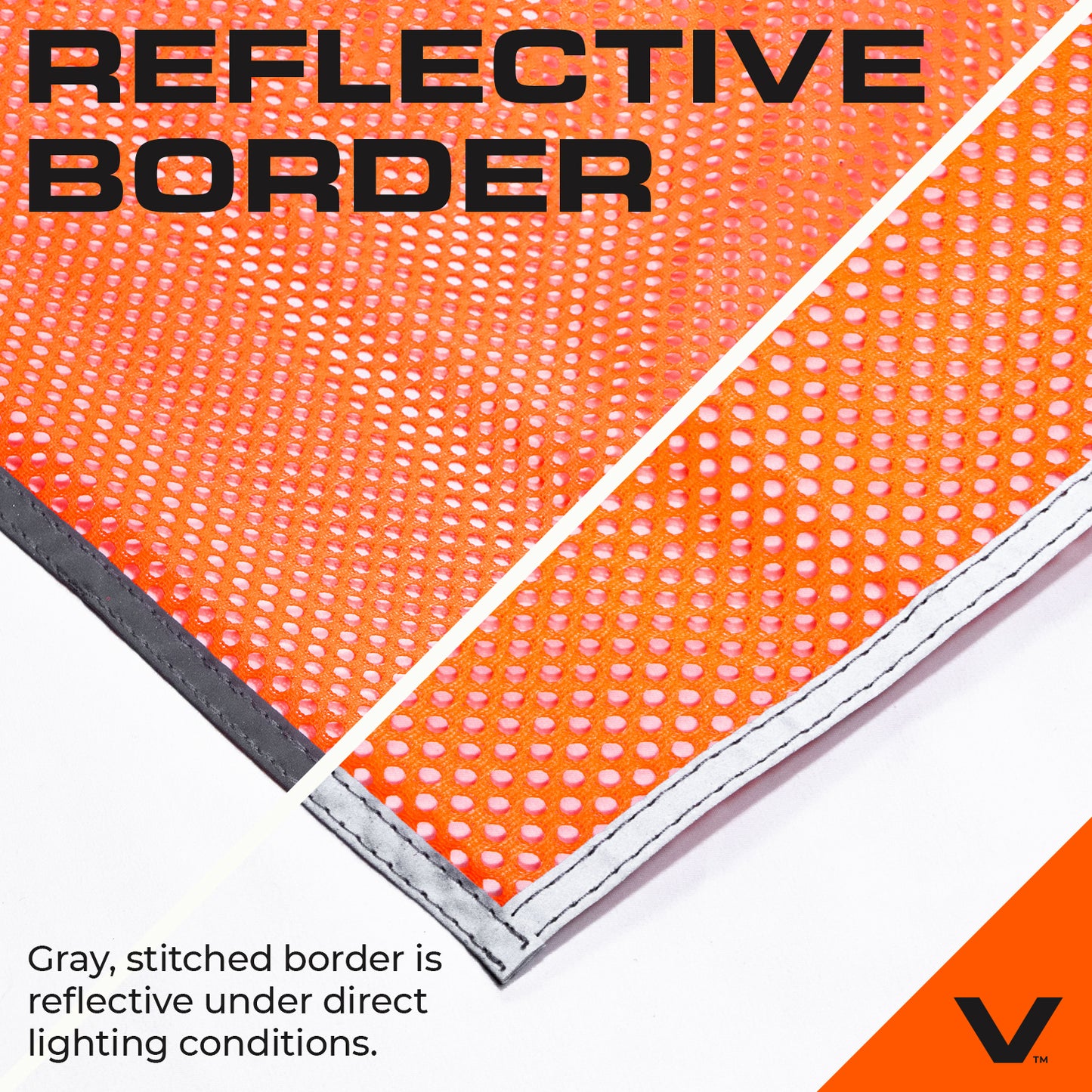 VULCAN Safety Flags With Border - Bright Orange - Mesh - Dowel - 18 Inch x 18 Inch - 4 Pack