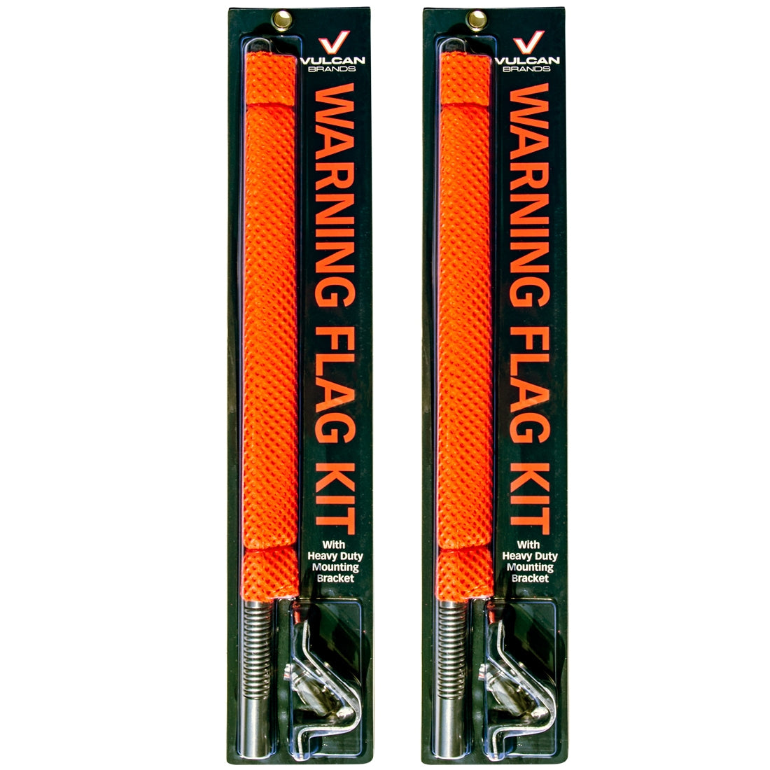 VULCAN Heavy Duty Spring Warning Flag Kit with Universal Mounting Bracket - Mesh Construction - 18 Inch - 2 Pack