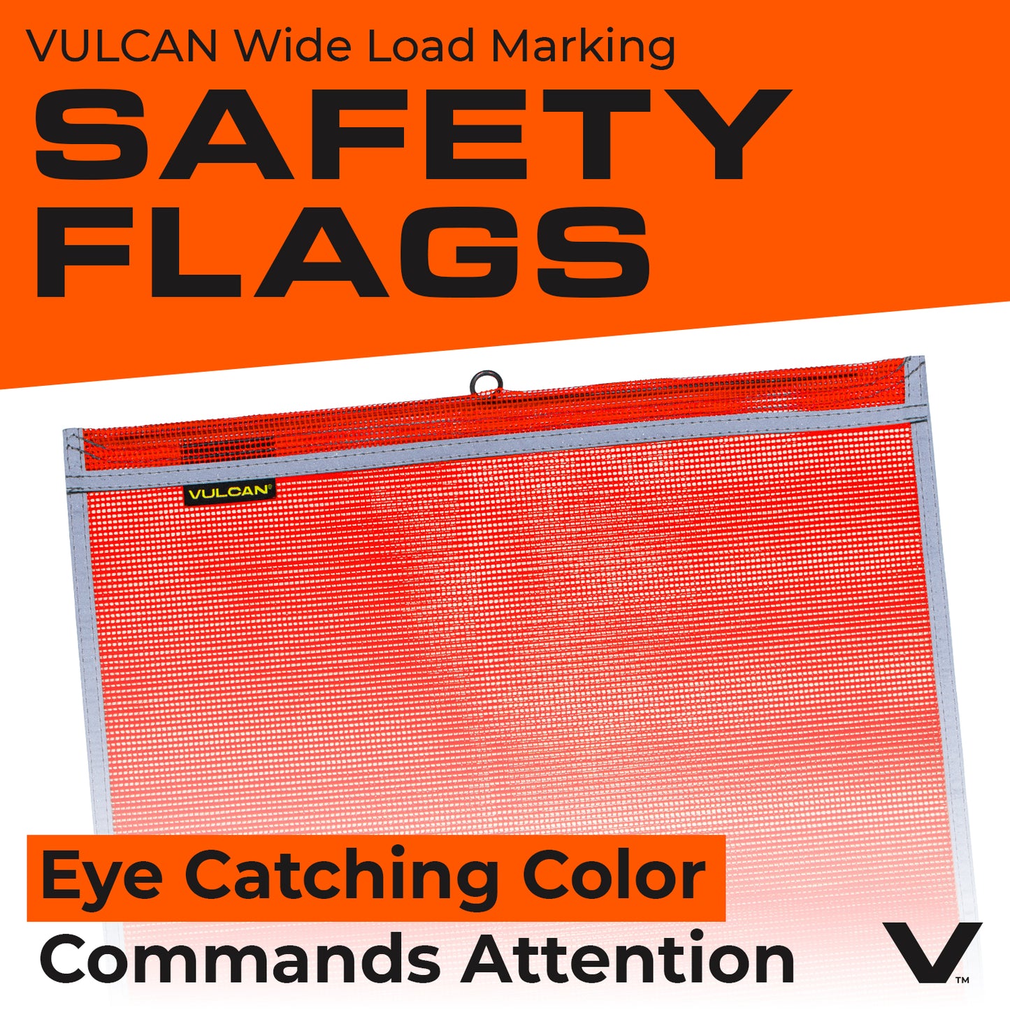 VULCAN Safety Flags With Border - Bright Orange - PVC - Wire Loop - 18 Inch x 18 Inch - 4 Pack