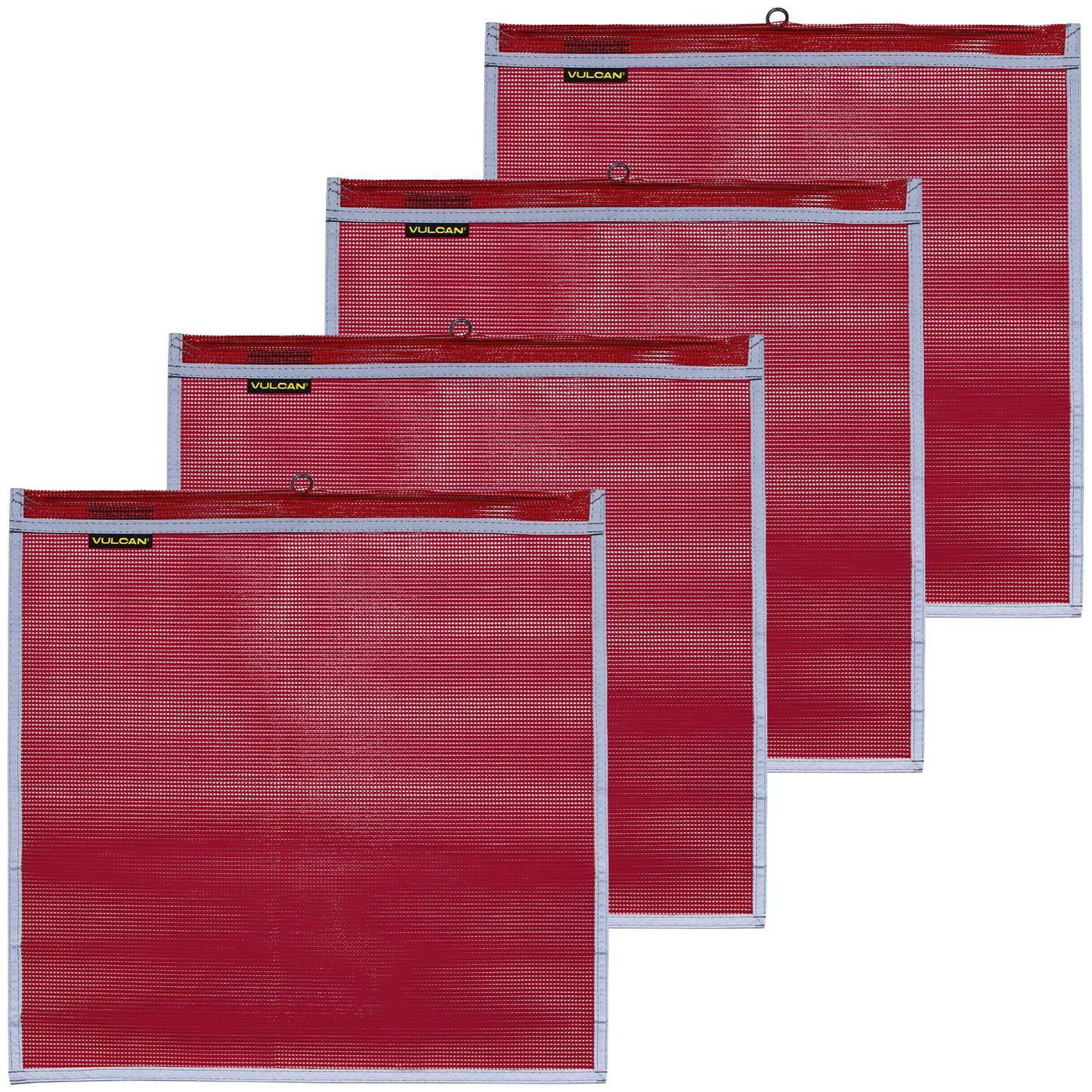 VULCAN Safety Flags With Border - Bright Red - PVC - Wire Loop - 18 Inch x 18 Inch - 4 Pack