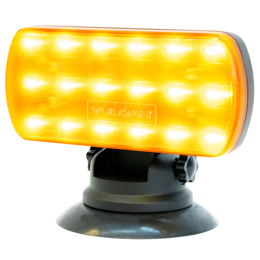 VULCAN High Intensity Magnetic LED Flasher - Amber - Runs on Four Standard AA Batteries - Includes Adjustable Magnetic Base