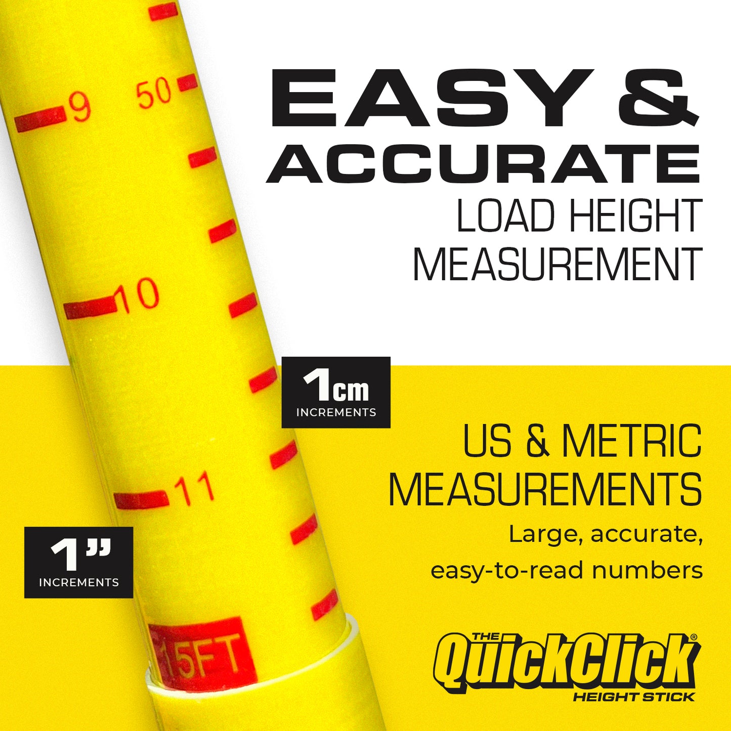 The Original QuickClick Height Stick – Measures Up To 15 Feet – Measure Your Load Before You Hit The Road™