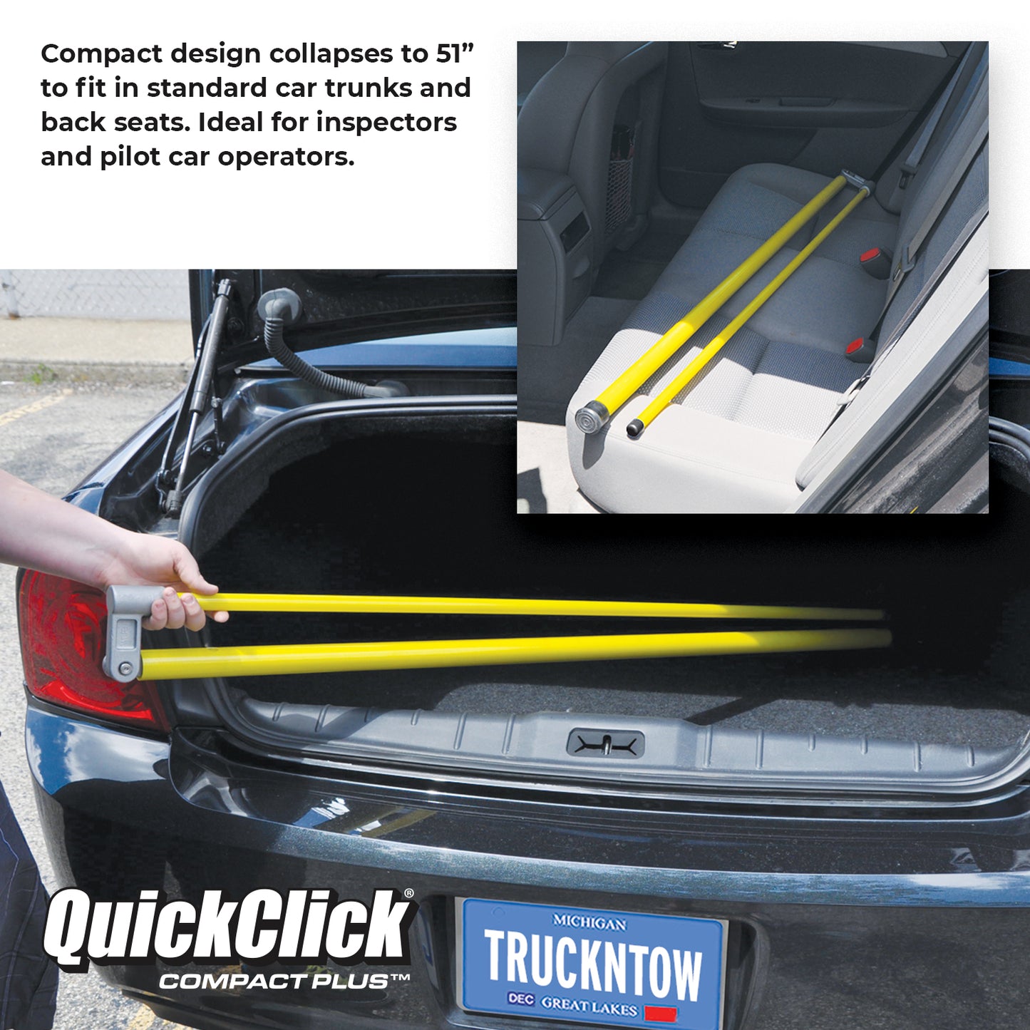 QuickClick Compact Plus™ Load Height Measuring Stick – Measures Up To 15 Feet – Measure Your Load Before You Hit The Road™