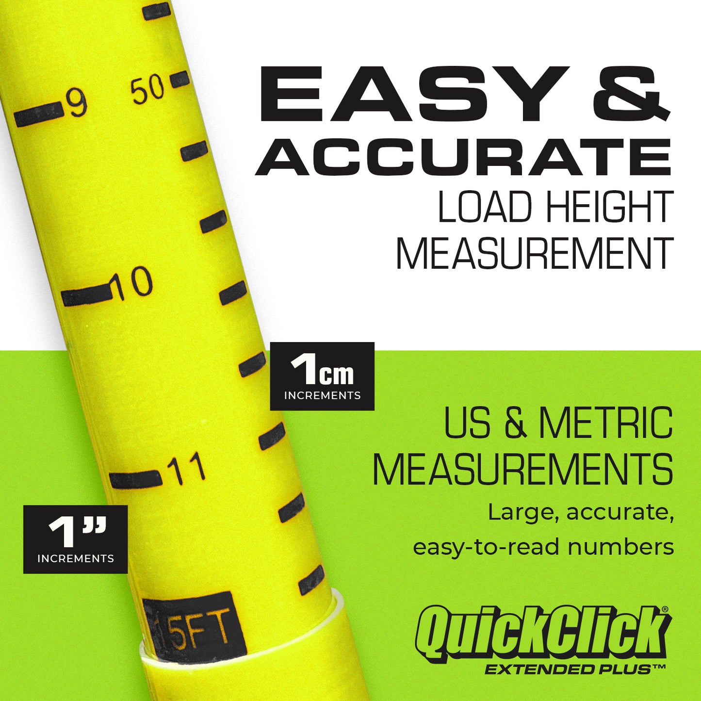 QuickClick Extended Plus™ Load Height Measuring Stick – Measures Up To 20 Feet – Measure Your Load Before You Hit The Road™