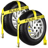 VULCAN Wheel Dolly Tire Harness with Flat Hooks - Bonnet Style - Classic Yellow - 1,665 Pound Safe Working Load - 2 Pack