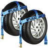 VULCAN Wheel Dolly Tire Harness with Flat Hooks - Bonnet Style - Classic Blue - 1,665 Pound Safe Working Load - 2 Pack